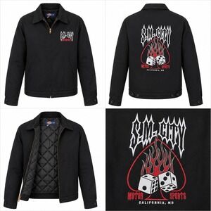 Dickies Y2K Embroidered Motorsport Graphic Insulated Front Zip Jacket Black Sz L